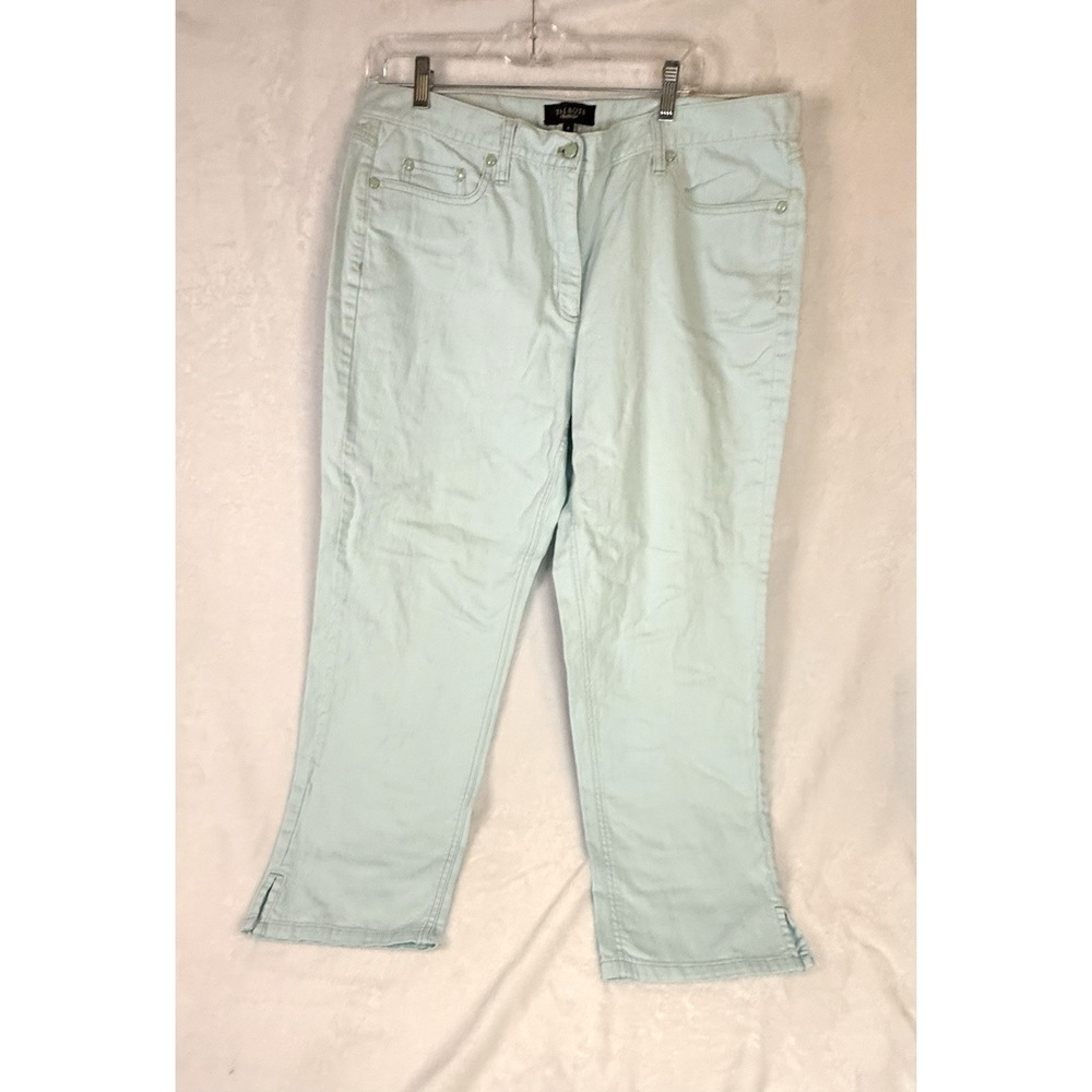 Talbots Mint Green Capri Pants Sz 16 Stretch Cotton Ankle‎ Casual Career